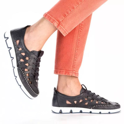 Rieker W RKR652 tamsiai mėlyni atviri odiniai batai