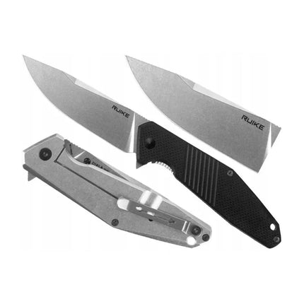 Ruike EDC sulankstomas peilis kasdieniam naudojimui, juodas, su flipperiu, plieninis - D191-B
