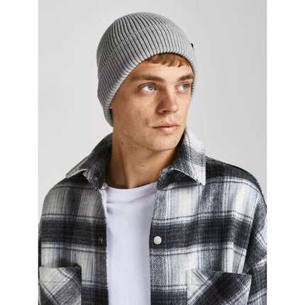 Jack & Jones vyriška žieminė kepuraitė Jacbrink, šviesiai pilka melange, ln 12193386