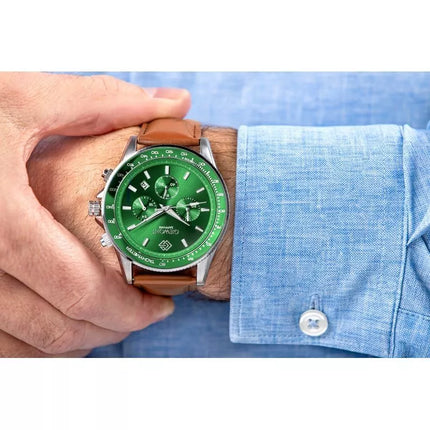 Men's Watch Giewont Chronograph Sapphire Brown Green GW3520-A6