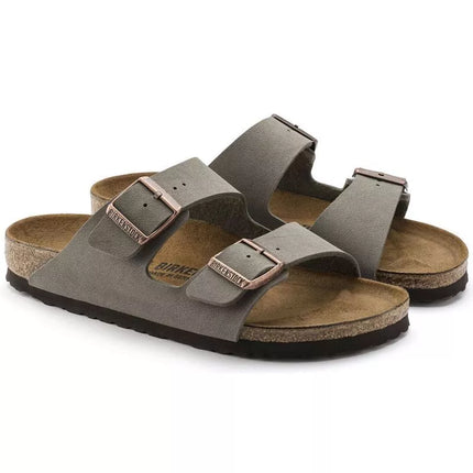 „Birkenstock Arizona Birko-Flor Nubuck Stone“ pilki moteriški/vyriški įspiriami sandalai (0151211)
