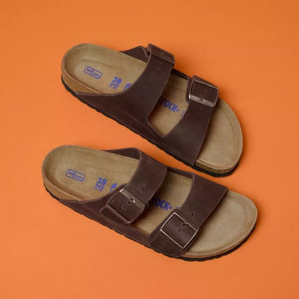 Birkenstock Arizona Soft Footbed Oiled Leather Habana Narrow moteriškos šlepetės (0452763)