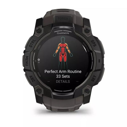 Garmin Instinct 3 – 50 mm AMOLED Black met charcoal band watch