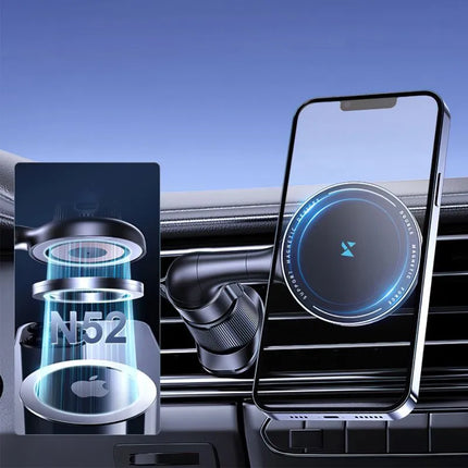 Wozinsky WCT5-6S4Y Automobilinis laikiklis su 15W Qi/MagSafe indukcine įkrova automobilio ventiliacijai - Juodas
