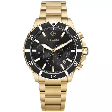 Vyriškas laikrodis Giewont Chronograph Safyro Auksinis Juodas GW3970-B7