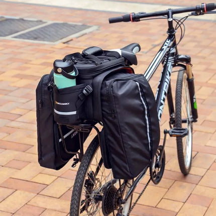 Wozinsky large bike rack bag 35l + rain cover black (WBB19BK)