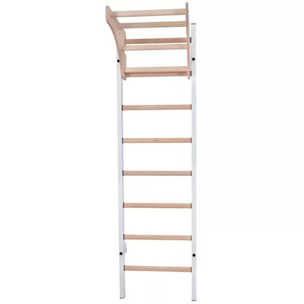 GYMNASTIC WOODEN AND METAL WALL BAR WITH 4 HANDLES WITH A WOODEN BAR BENCHK 211W