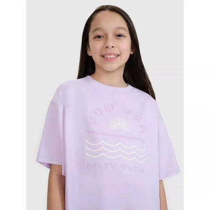 Oversized T-shirt with print for girls 4F 4FJWSS25TTSHF1870-52S