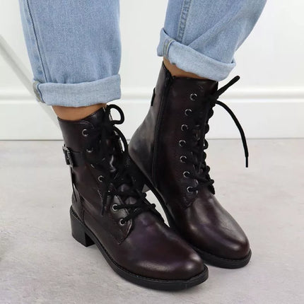 Women's burgundy ankle boots with buckle Rieker 75431-35