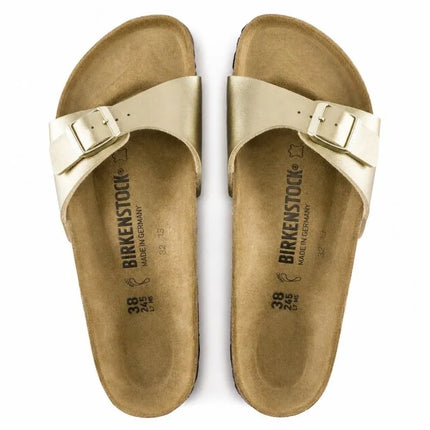 Birkenstock Madrid Birko-Flor Gold women's regular wide gold flip-flops (1016106)