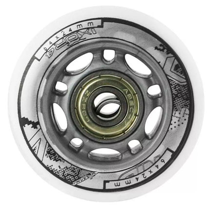 PU 64x24 82A BALTAS (4 vnt.) + ABEC-7 (8 vnt.) NILS EXTREME KOMPLEKTAS