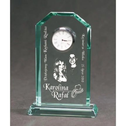 Engraved glass trophy with case