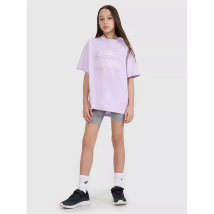 Oversized T-shirt with print for girls 4F 4FJWSS25TTSHF1870-52S