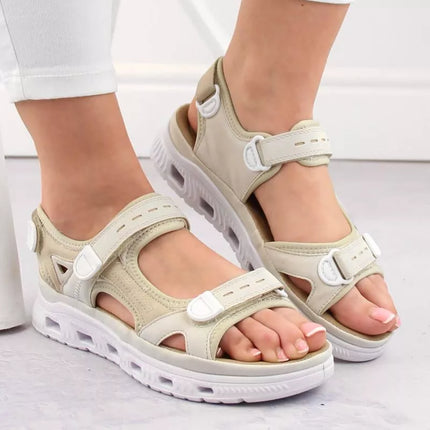 Rieker W RKR691 patogūs velcro sandalai smėlio spalvos