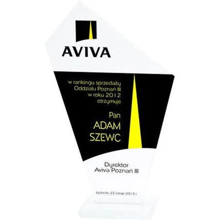 Engraved glass trophy + paint filling