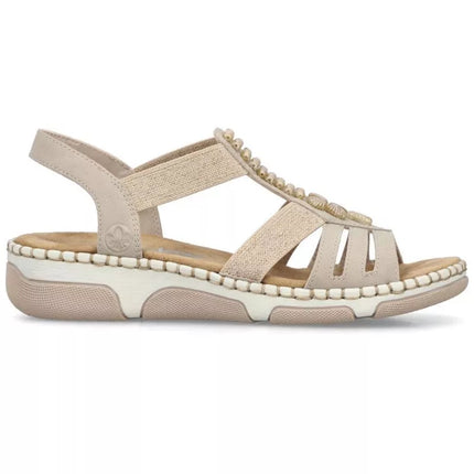 Women's beige wedge sandals Rieker 66201-62