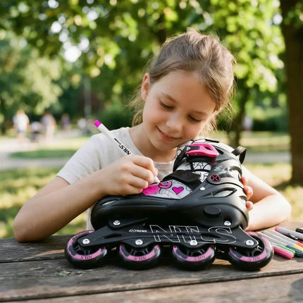 NH10907 4in1 ROLLER SKATES WITH EXTENDED HOCKEY BLADES TINTS PINK SIZE S(31-34) NILS EXTREME