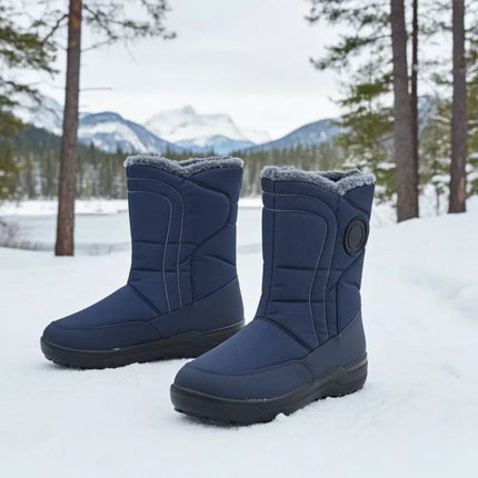 Women's flat insulated snow boots, navy blue, Potocki SU33310