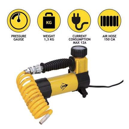 DUNLOP KELIONINIS KOMPRESORIAUS SIURBLYS 12V DC 100psi