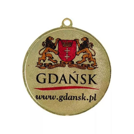 Gold medal with space for a 25 mm emblem - steel medal with luxor jet print