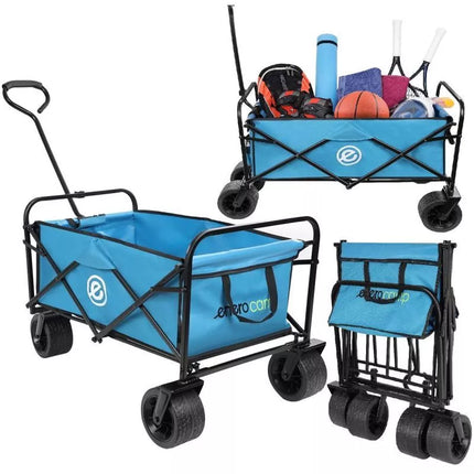 DELUXE FOLDABLE TRAVEL AND BEACH STROLLER 66x48x90CM WITH HANDLE, BLUE