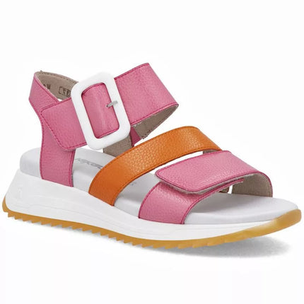 Rieker W2950-31 Women's Pink Leather High Heel Sandals