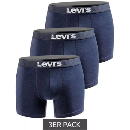 Levi's Vyriški bokseriai, 3 vnt., tamsiai mėlynos spalvos, medvilniniai