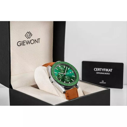 Vyriškas laikrodis Giewont Chronografas Safyro Rudai žalias GW8720-A3