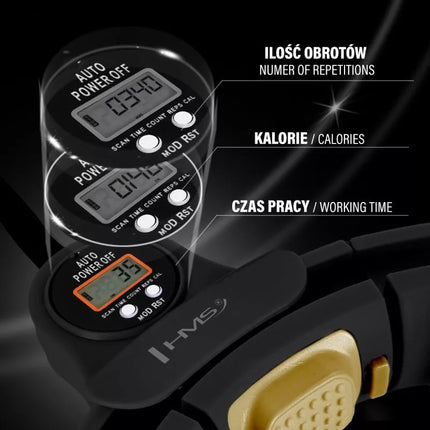 HHM13 NEW HULA HOP BLACK/GOLD WITH MAGNETS AND WEIGHT + HMS COUNTER