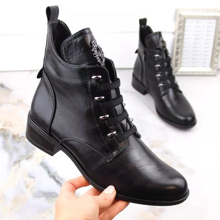 Jezzi W JEZ412A insulated flat ankle boots, black