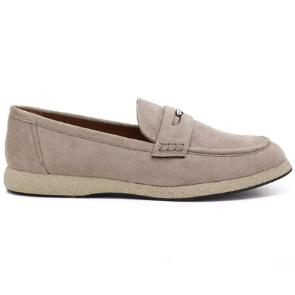 Women's suede moccasins in beige Vinceza 62273