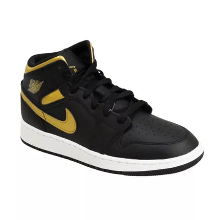 Air Jordan 1 Mid Junior (GS) Basketball Shoe Black/Metallic Gold - DQ8423-071