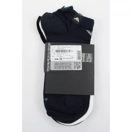 Emporio Armani Calza Ankle Socks Cotton Comfortable 3-Pack Navy Blue Black White