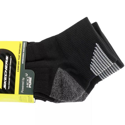 Skechers 3pk Mens 1/2 Terry Qtr Crew Socks S114662-HBLK Black 41-46