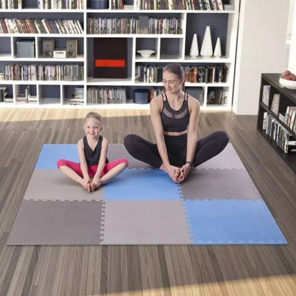 „One Fitness“ MP10 puzzle kilimėliai, mėlynai pilki, 9 vnt., 10 mm