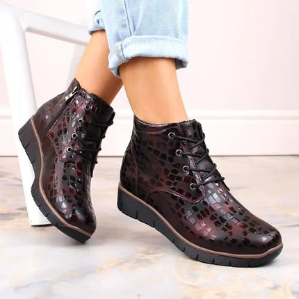 Filippo W PAW376B bordo spalvos su pašiltinimu odiniai aulinukai ant platformos