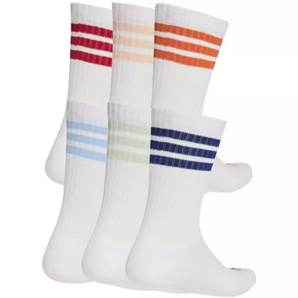 Adidas 3 juostelių Essentials su paminkštinimu vidutinio ilgio kojinės, 6 poros, baltos KE5493