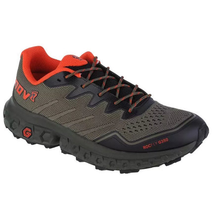 Inov-8 RocFly G 350 vyriški alyvuogių-oranžiniai batai.