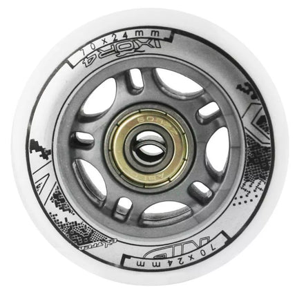 PU 70x24 82A BALTAS (4 vnt.) + ABEC-7 (8 vnt.) NILS EXTREME RINKINYS