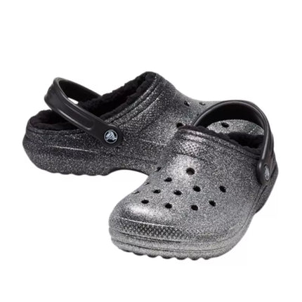 Crocs Klasikiniai klumpių tipo šlepetės su blizgučių pamušalu Silver - 205842-067