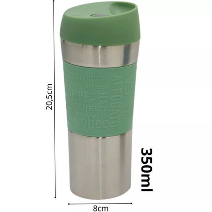 EXCELLENT HOUSEWARE TERMO KELIONINIS PUODELIS 350 ML ŽALIAS