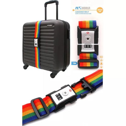 UNIVERSAL SECURITY STRAP FOR SUITCASE 180x5CM WITH PROWORLD CODE MULTICOLOR