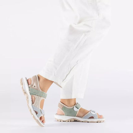 Comfortable women's sports sandals with Velcro colorful Rieker 68866-94