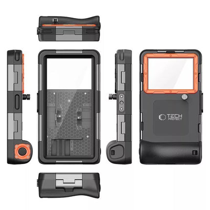 Tech-Protect Waterproof Case IPX8 for 4.7-6.7" Smartphones - Black and Orange