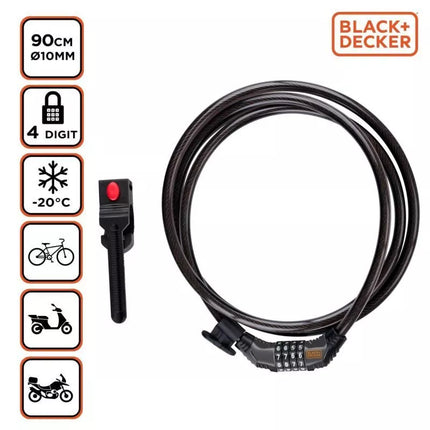 Dviračio spyna su kodu 10x900MM su BLACK+DECKER laikikliu