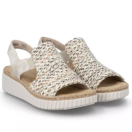 Women's beige woven platform sandals Rieker 69276-60