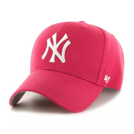 47 Brand MLB NY New York Yankees Paaukštinta Pagrindinė Rožinė Vaikiška Beisbolo Kepuraitė - B-RAC17CTP-BE-KID