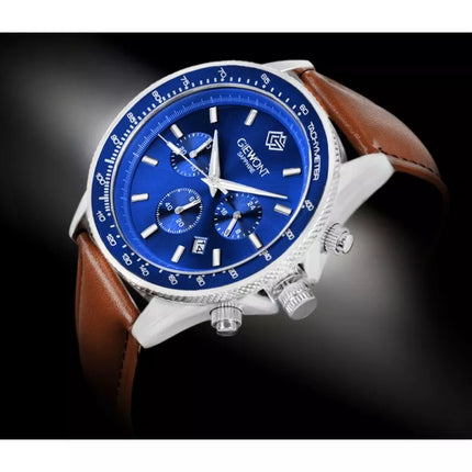 Vyriškas laikrodis Giewont Chronograph Safyro rudas mėlynas GW3520-A5