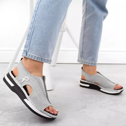 Rieker W RKR686 metallic comfortable slip-on sandals