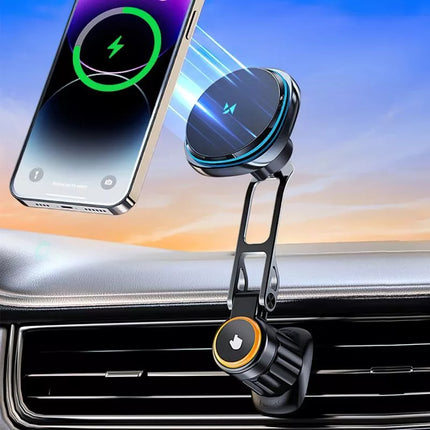 Wozinsky WCT5-6S2Y Automobilinis laikiklis su Qi/MagSafe 15W belaidžiu įkrovikliu ir ventiliacijos grotelių ventiliatoriumi - juodas